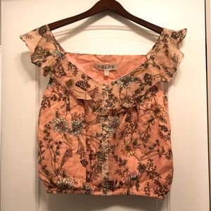 Anthropologie orange floral top